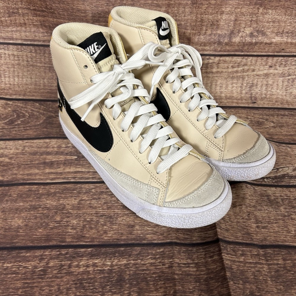 NIKE Blazer Mid '77 Flower Embroidered Retro Sand Drift/Black FV0749 100 Size 5Y
